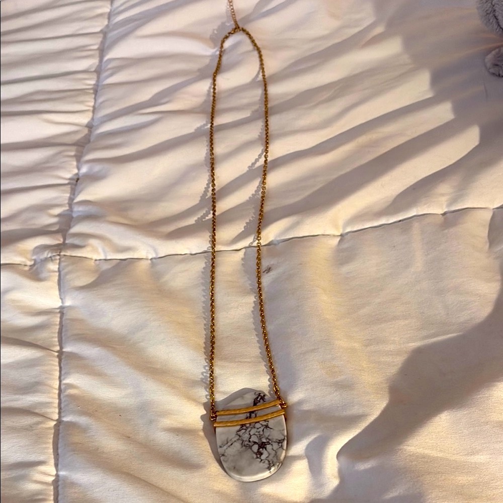 Marble Jewelry Necklace with Gold Colored Chain - Picture 2 of 5